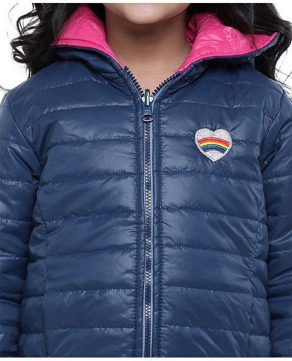 Pine Kids Full Sleeves Reversible Quilted Jacket - Blue Pink