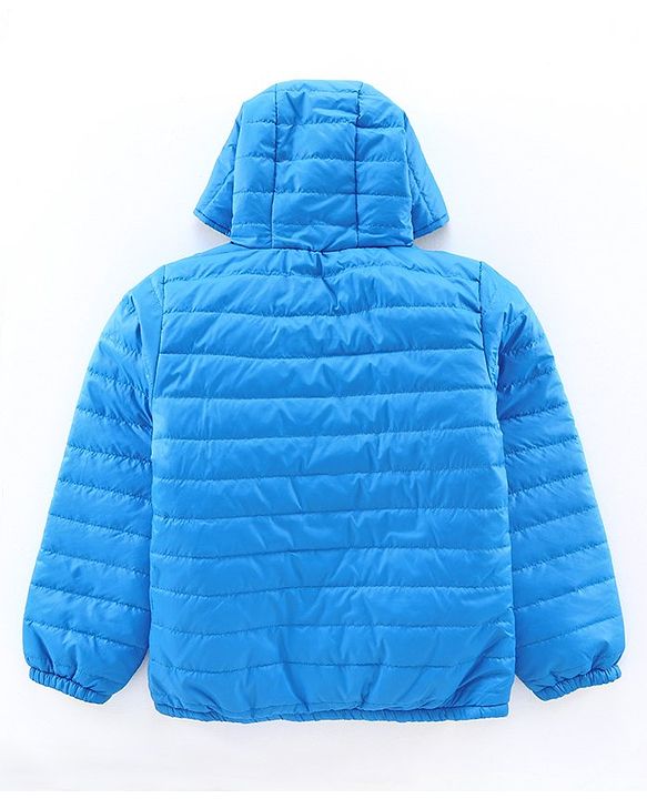 Pine Kids Full Sleeves Reversible Hooded Jacket - Green Blue