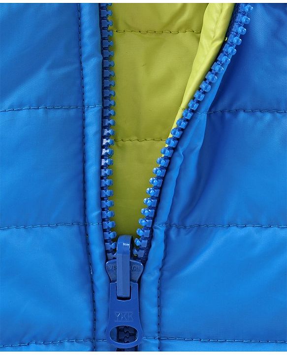 Pine Kids Full Sleeves Reversible Hooded Jacket - Green Blue
