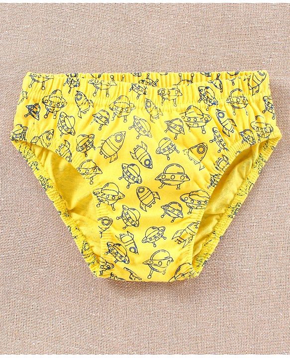 Babyhug Antibacterial Cotton Brief Rocket Print  Pack of 3 - Grey Navy Blue Yellow