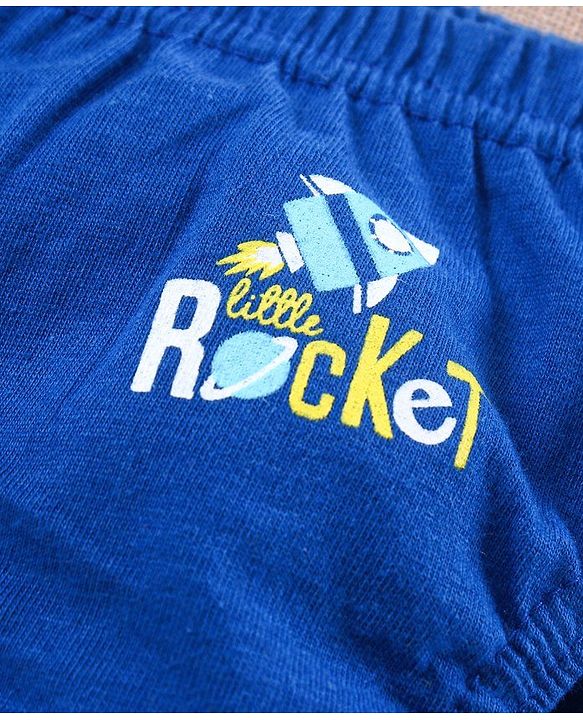 Babyhug Antibacterial Cotton Brief Rocket Print  Pack of 3 - Grey Navy Blue Yellow