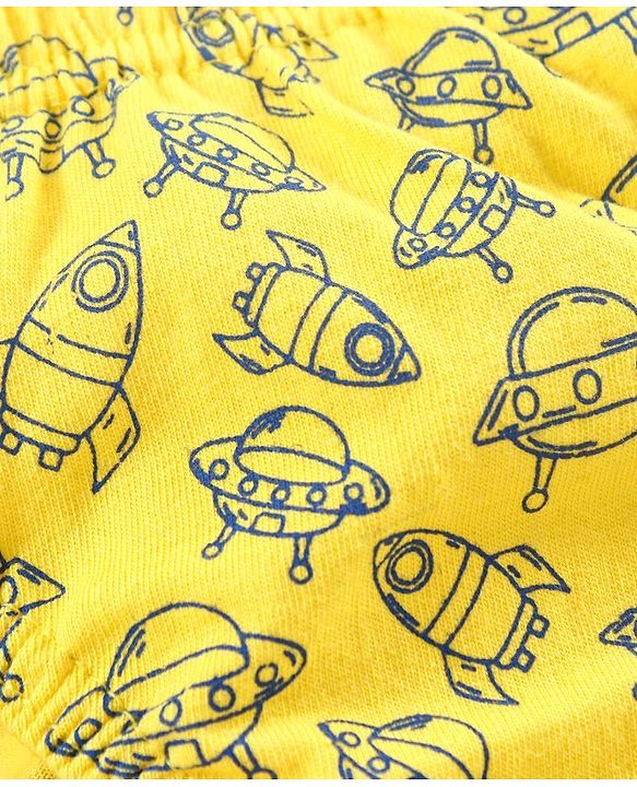 Babyhug Antibacterial Cotton Brief Rocket Print  Pack of 3 - Grey Navy Blue Yellow