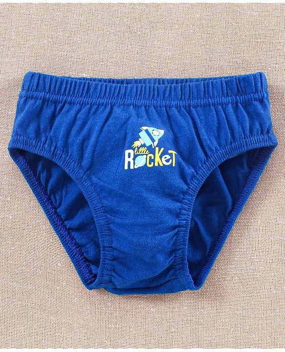 Babyhug Antibacterial Cotton Brief Rocket Print  Pack of 3 - Grey Navy Blue Yellow