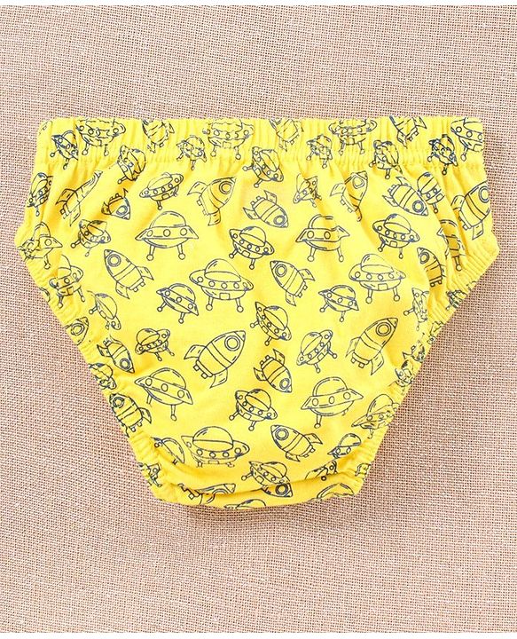 Babyhug Antibacterial Cotton Brief Rocket Print  Pack of 3 - Grey Navy Blue Yellow