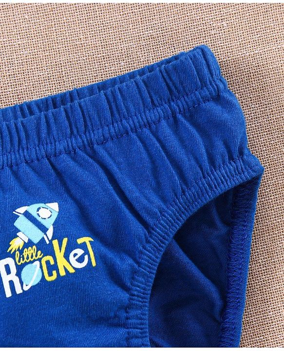Babyhug Antibacterial Cotton Brief Rocket Print  Pack of 3 - Grey Navy Blue Yellow