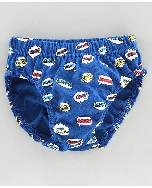 Babyhug Anti Bacterial Briefs Text Print Pack of 3 - Blue Multicolour