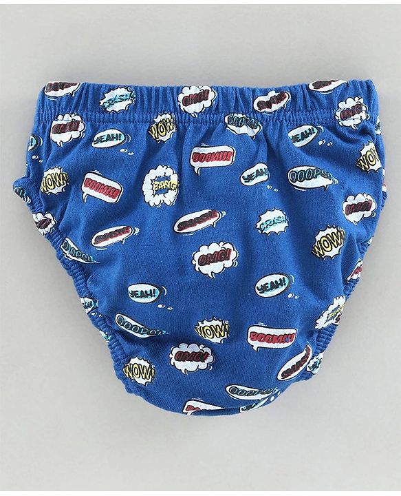 Babyhug Anti Bacterial Briefs Text Print Pack of 3 - Blue Multicolour