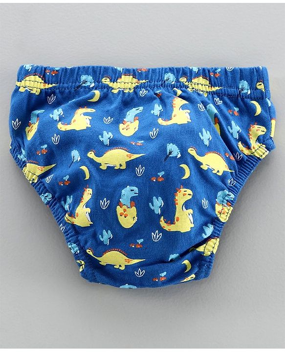 Babyhug Antibacterial Briefs Dino Print Pack of 3 - Blue Yellow