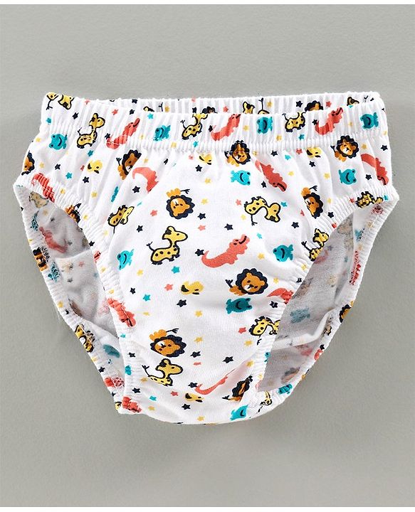 Babyhug Antibacterial Briefs Lion Print Pack of 3 - Navy White