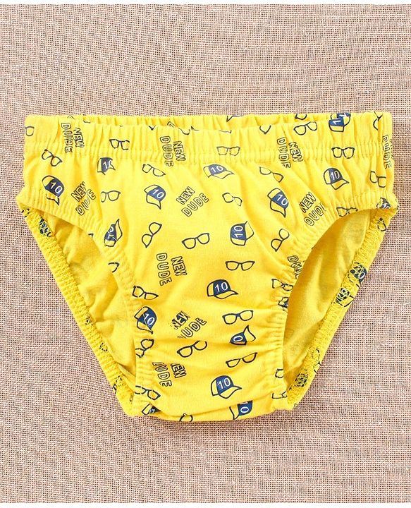 Babyhug Antibacterial Briefs Pack of 3 - Navy Blue Yellow