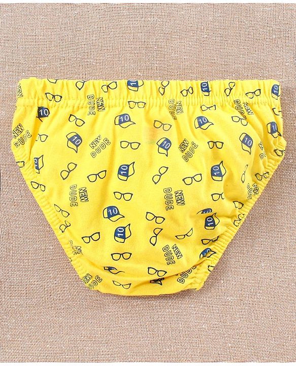 Babyhug Antibacterial Briefs Pack of 3 - Navy Blue Yellow