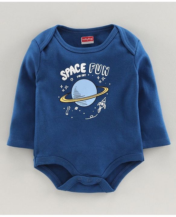 Babyhug Full Sleeves Onesie Space Print Pack of 5 - Blue Yellow