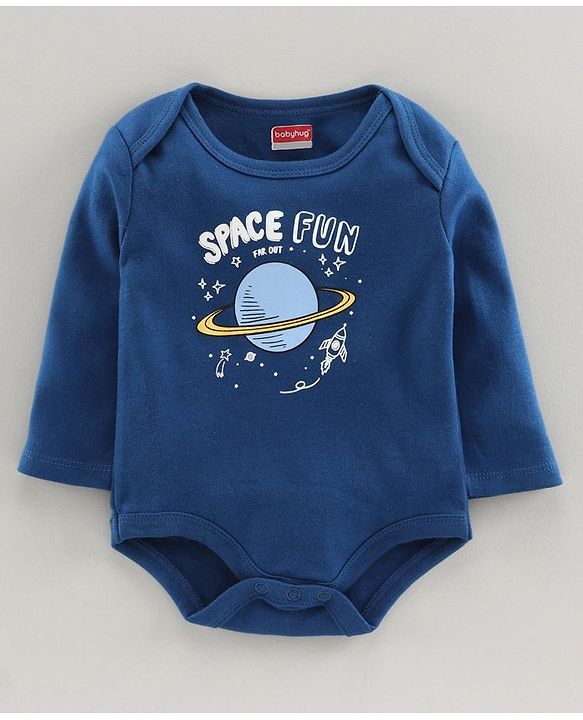 Babyhug Full Sleeves Onesie Space Print Pack of 5 - Blue Yellow