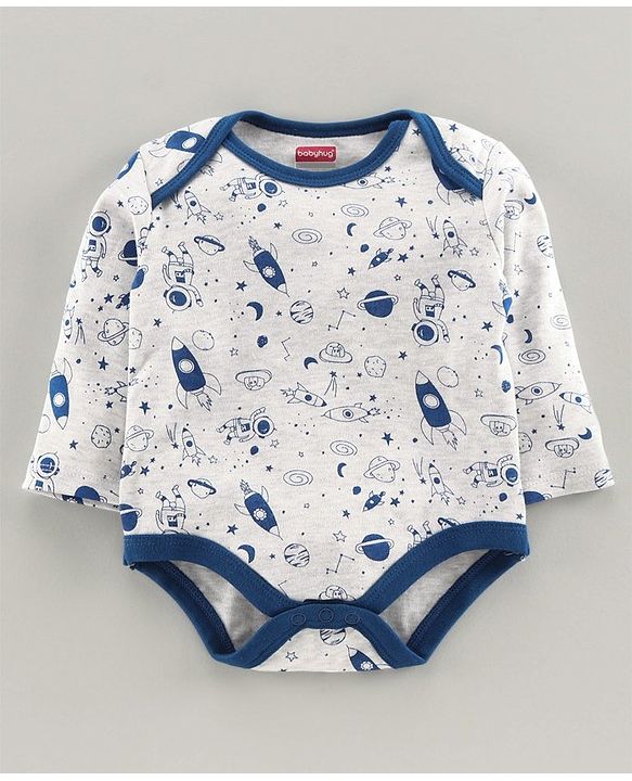 Babyhug Full Sleeves Onesie Space Print Pack of 5 - Blue Yellow