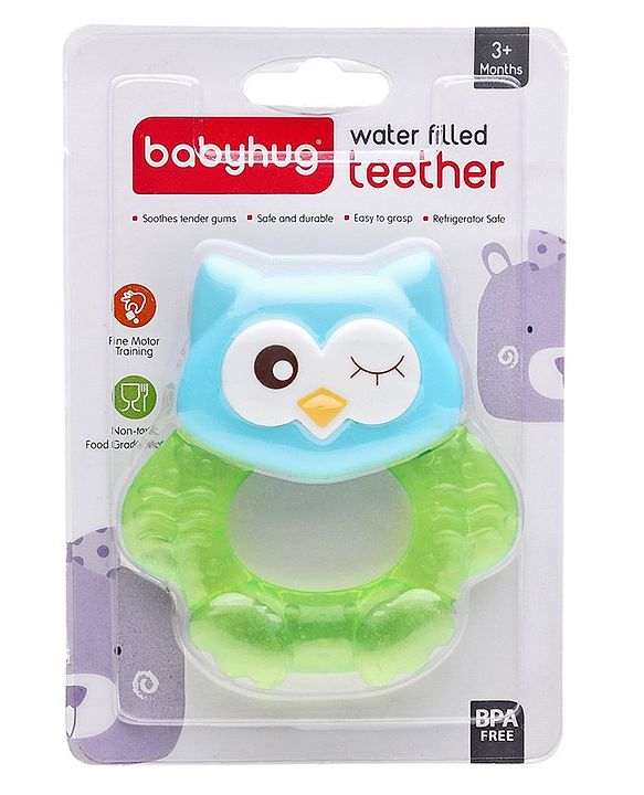 Babyhug Owl Shaped Water Filled Teether - Green