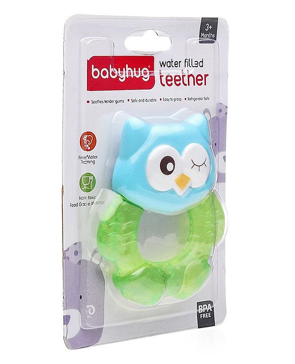 Babyhug Owl Shaped Water Filled Teether - Green