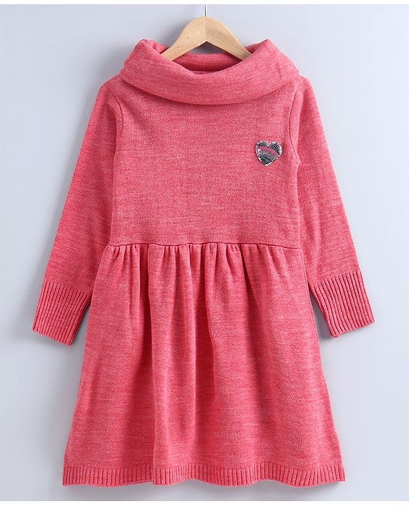 Pine Kids Full Sleeves Skivi Woolen Dress - Red