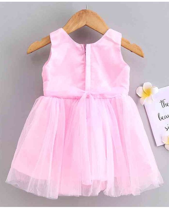 Babyhug Party Wear Sleeveless Frock Floral Embroidery & Applique - Pink