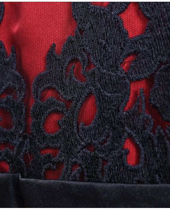 Babyhug Sleeveless Layered Frock with Embroidered Bodice - Red