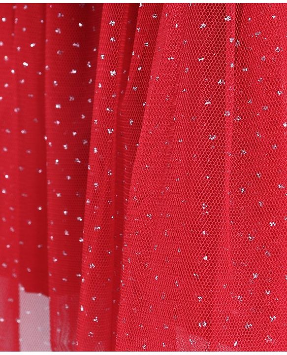 Babyhug Sleeveless Layered Frock with Embroidered Bodice - Red