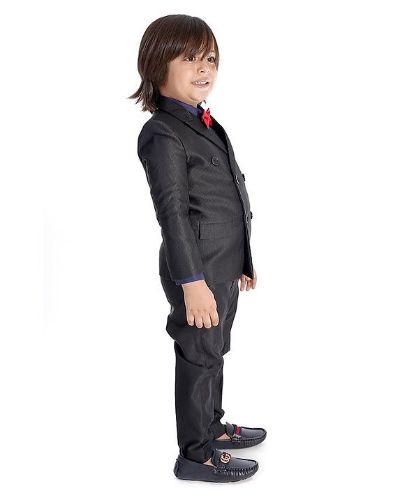 Babyhug 3 Piece Party Suit With Bow Tie - Navy Blue Black