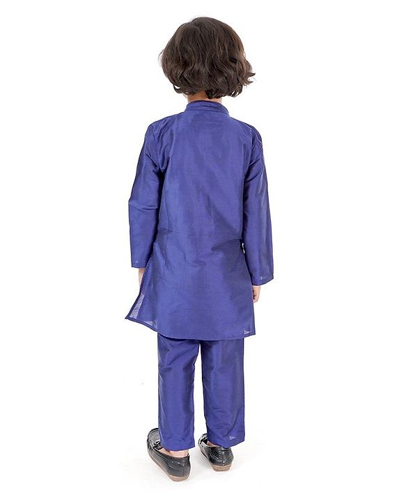 Babyhug Full Sleeves Kurta Pajama Set Embroidered - Blue