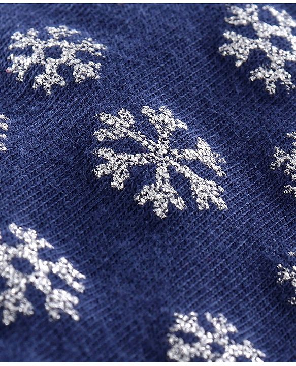 Babyhug Full Length Jeggings Snowflake Print - Navy Blue