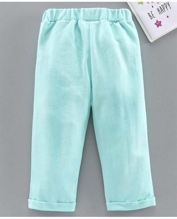 Babyhug Full Length Lounge Pant Heart & Bow Detail - Sea Green