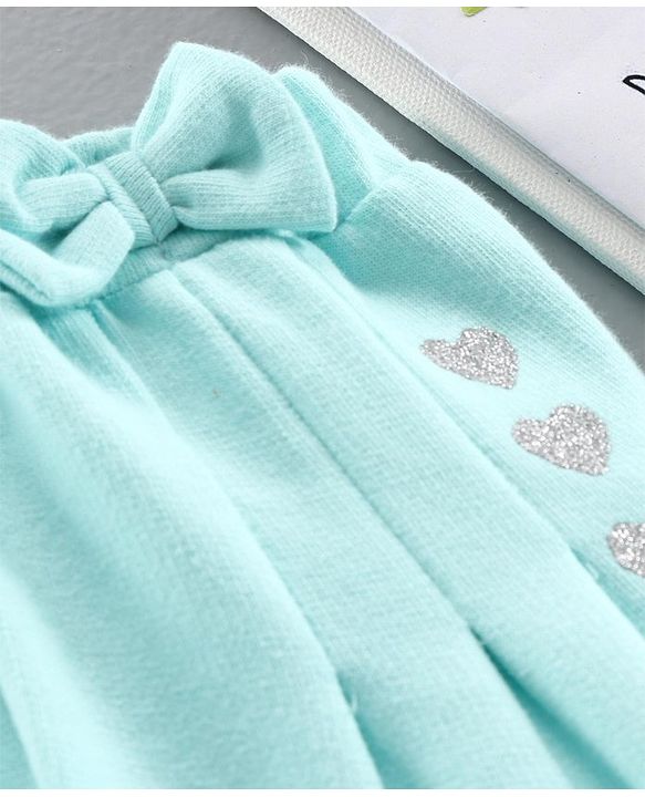 Babyhug Full Length Lounge Pant Heart & Bow Detail - Sea Green