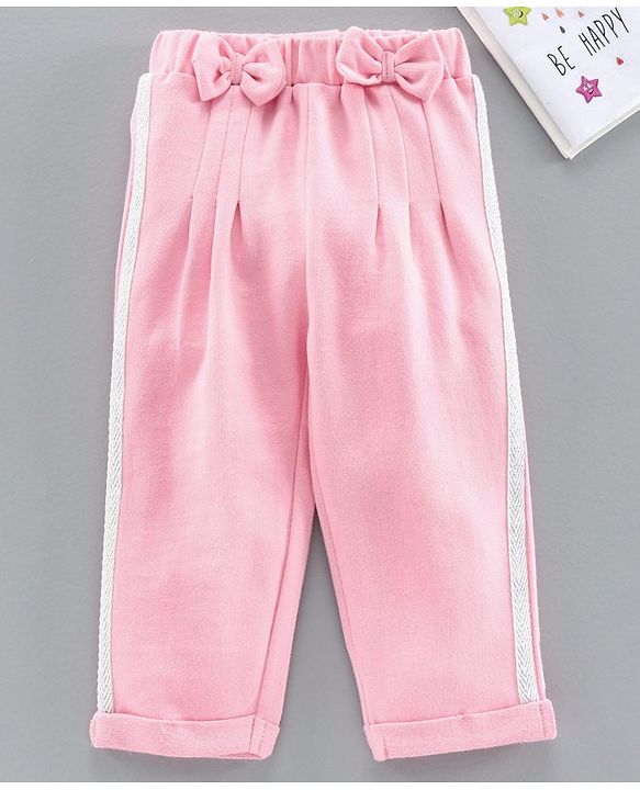 Babyhug Full Length Track Pant Bow Detail - Pink