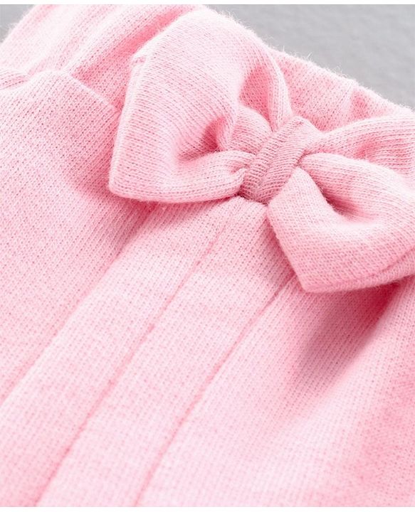 Babyhug Full Length Track Pant Bow Detail - Pink