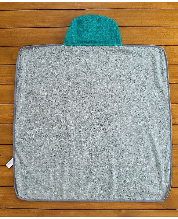 Babyhug Hooded Towel with Cat Embroidery - Grey