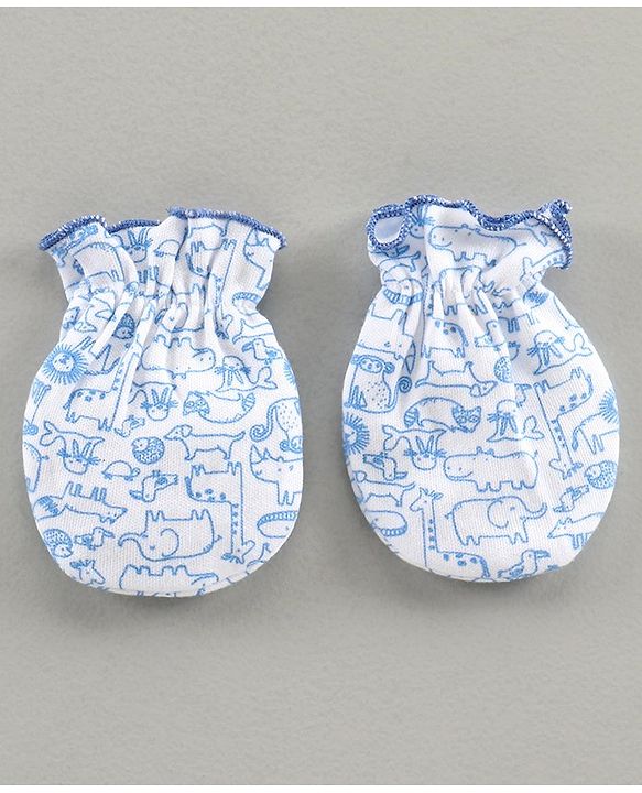 Babyhug 100% Cotton Mitten Set Of 3 - Multicolor