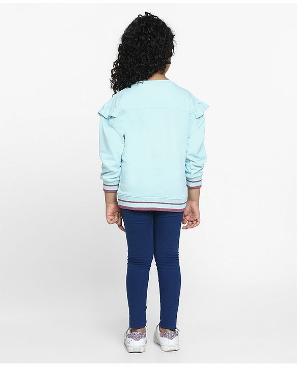 Pine Kids Full Sleeves Biowash Sweatshirt Text Print - Angel Blue