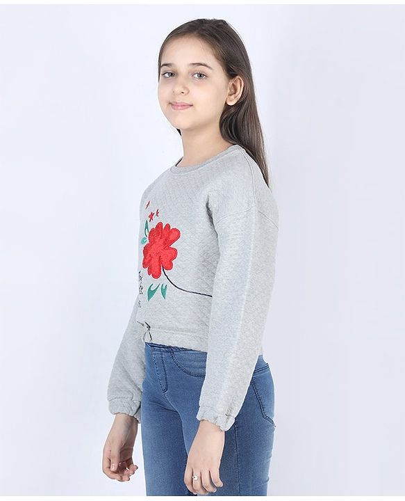 Pine Kids Full Sleeves Bio-washed Sweatshirt I'm My Favourite Person Print - Grey