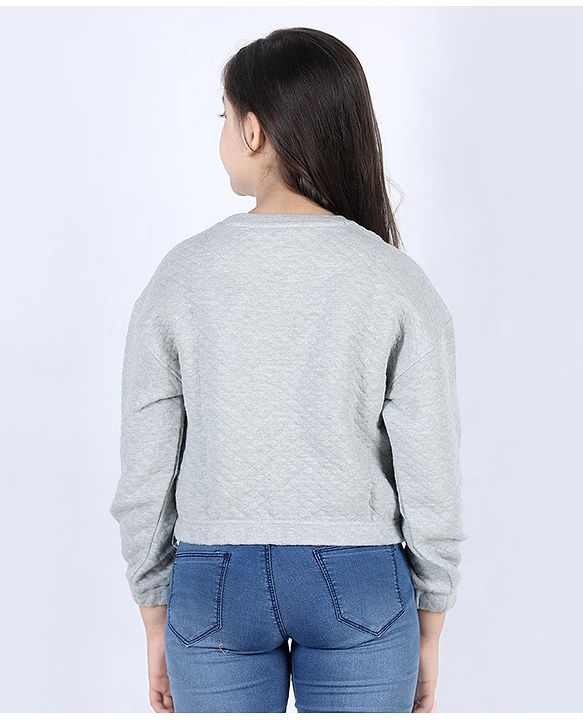 Pine Kids Full Sleeves Bio-washed Sweatshirt I'm My Favourite Person Print - Grey