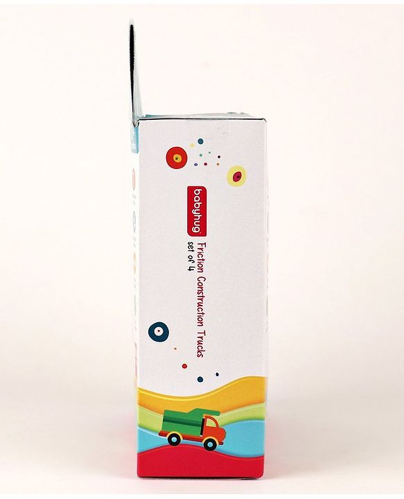 Babyhug Friction Powered Construction Trucks -Pack of 4 | Develops Motor Skills, Color Recognition & Imaginative Play | Multicolor | BIS Certified