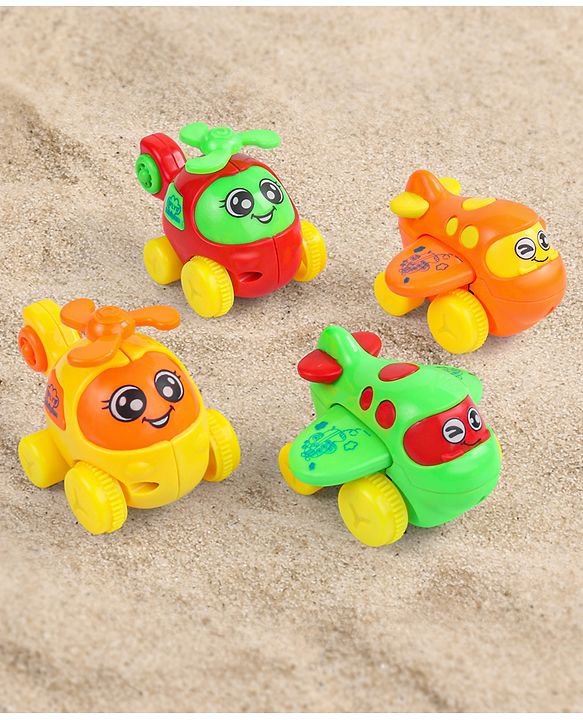 Babyhug Friction Powered Plane And Chopper Set Pack of 4 - Multicolor