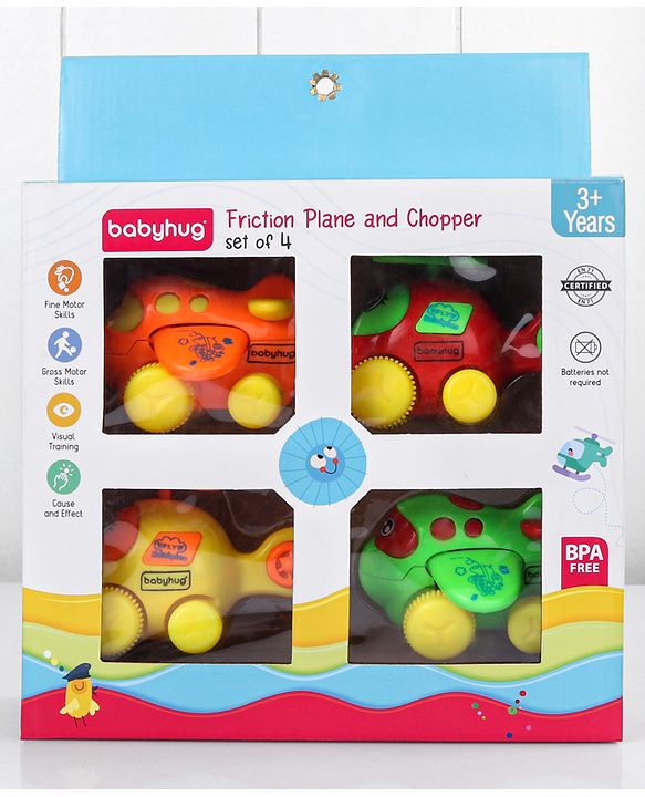 Babyhug Friction Powered Plane And Chopper Set Pack of 4 - Multicolor