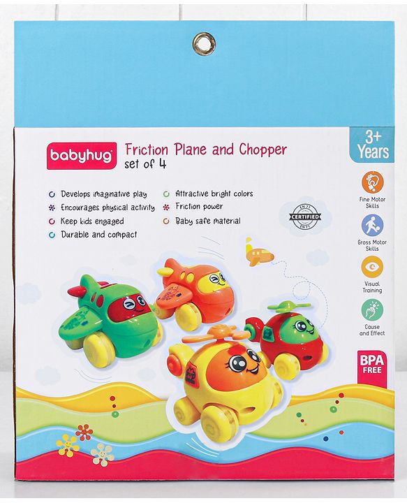 Babyhug Friction Powered Plane And Chopper Set Pack of 4 - Multicolor