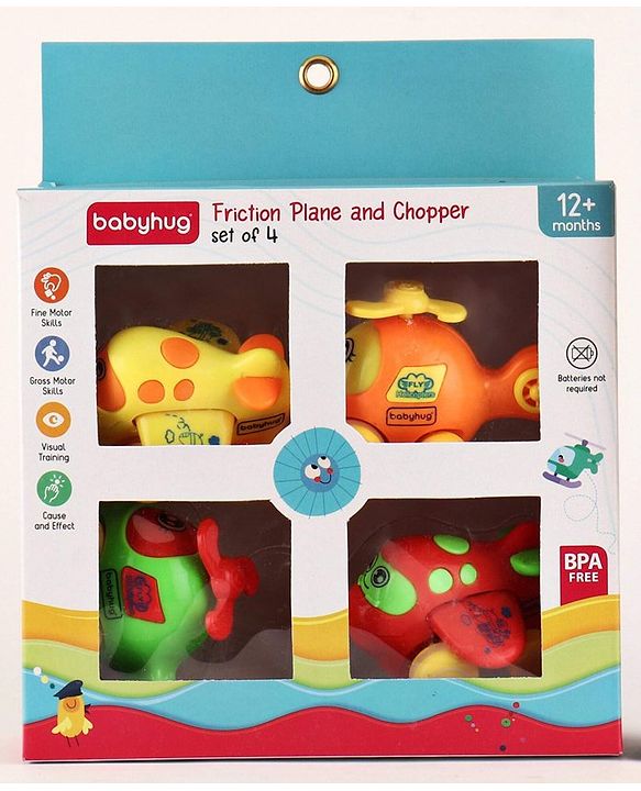 Babyhug Friction Powered Plane And Chopper Set Pack of 4 - Multicolor