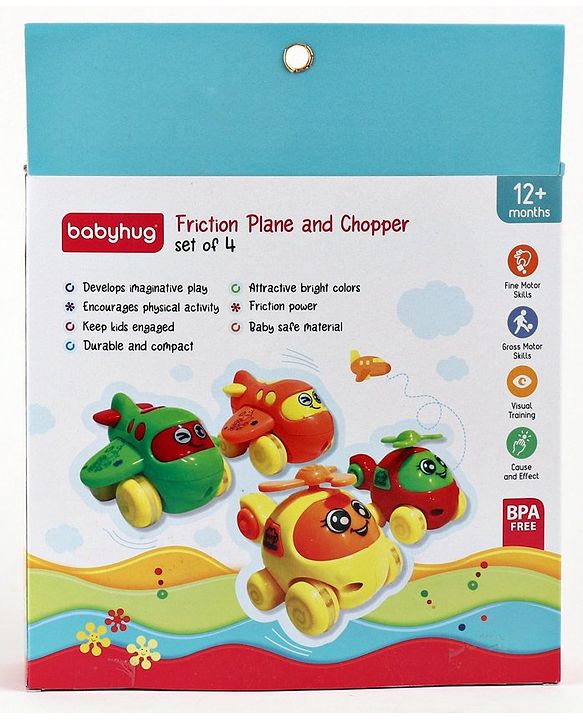 Babyhug Friction Powered Plane And Chopper Set Pack of 4 - Multicolor