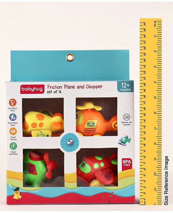 Babyhug Friction Powered Plane And Chopper Set Pack of 4 - Multicolor