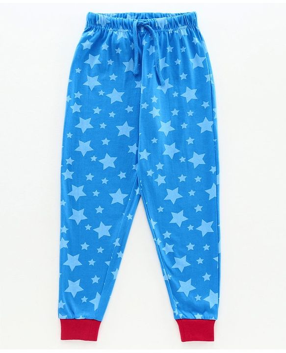Pine Kids Biowashed Full Sleeves Night Suit Stars Print  - Blue