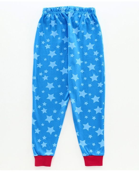 Pine Kids Biowashed Full Sleeves Night Suit Stars Print  - Blue