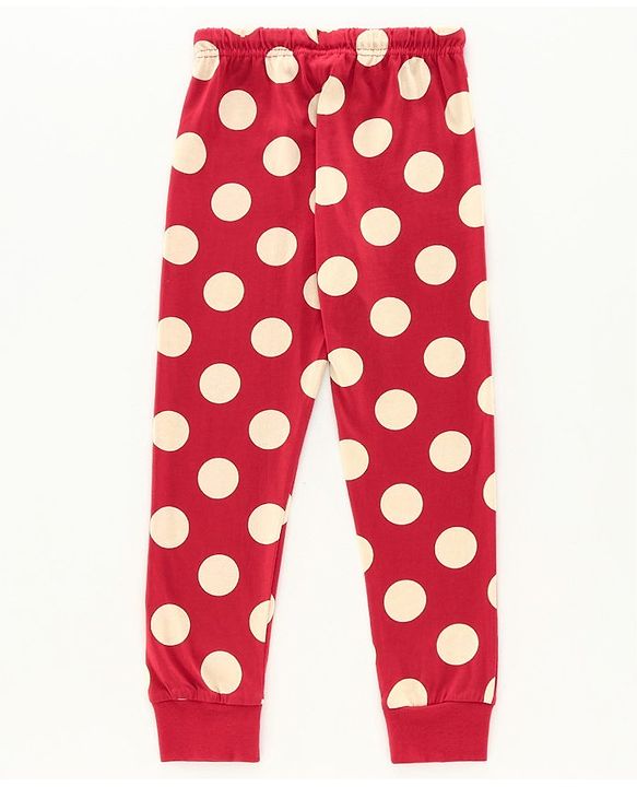 Pine Kids Full Sleeves Biowashed Night Suit Polka Dot Print - Red