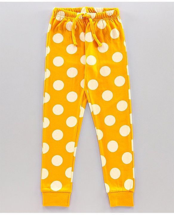 Pine Kids Full Sleeves Biowashed Polka Dot Night Suit - Golden
