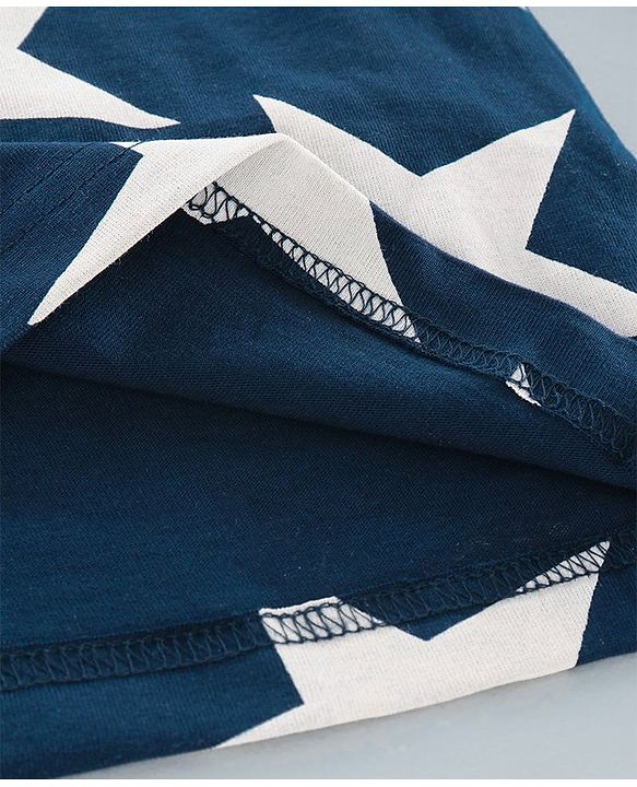 Pine Kids Full Sleeves Night Suit Star Print - Navy Blue