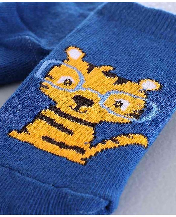 Cute Walk by Babyhug Multi Design Ankle Length Socks Set of 3 Pairs - Blue Yellow