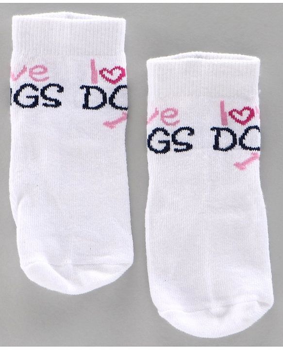 Cute Walk by Babyhug Anti Bacterial Ankle Length Socks Heart & Dog Design Pack of f3 - White Blue